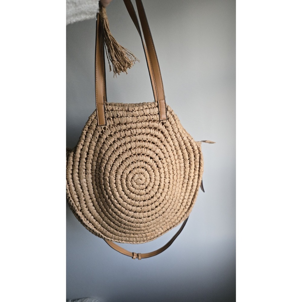 Straw Khaki Round Shoulder Bag Summer Beach Woven Bag